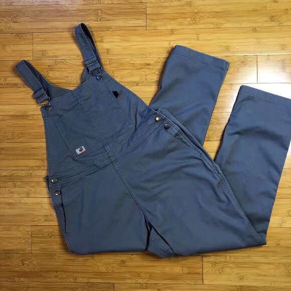 Duluth Women's 40 Grit Flex Twill Bib Overalls Gray Large - Picture 1 of 5